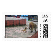 monkey mom and kid postage