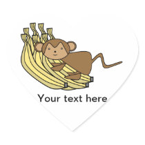 Monkey on bananas heart stickers