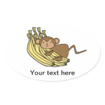 Monkey on bananas oval stickers