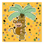 monkey on palm tree poster