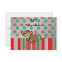 Monkey on snowflakes and stripes personalized announcement