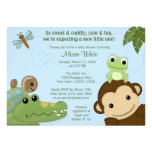 MONKEY Papagayo Baby Shower invitation blue PML-B