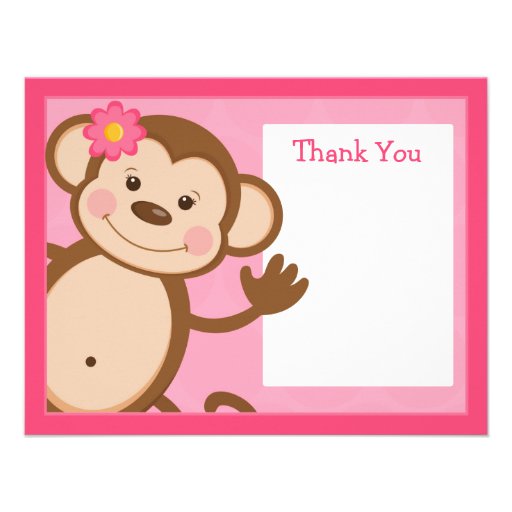 Monkey Party Thank You Card 4.25" X 5.5" Invitation Card | Zazzle