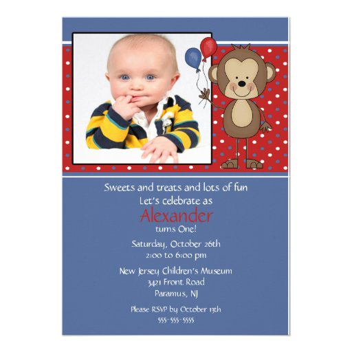 Monkey Photo Birthday Invitation