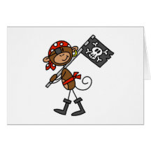 Monkey Pirate With Flag Tshirts and Gifts Greeting Card