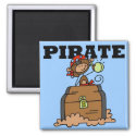 Monkey Pirate With Treasure Tshirts and Gifts magnet