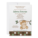 MONKEY PLAY 5x7 Brown/Green Baby Shower invitation