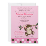 MONKEY PLAY 5x7 PINK GIRL BABY SHOWER Invites