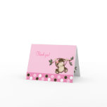 Monkey Play Pink Folded Thank you notes Greeting Card