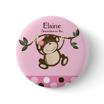 MONKEY PLAY PINK NAME TAG Custom Button