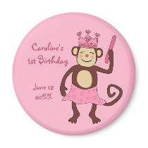 Monkey Princess 1st Birthday magnets