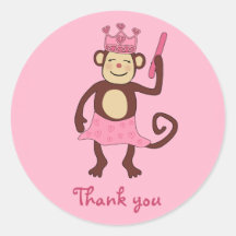 Monkey Princess 1st Birthday Stickers