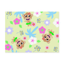 monkey print  allover postcards