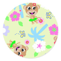 monkey print  allover round stickers