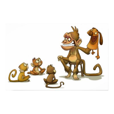 Monkey Puppet Show Print by stlewis75