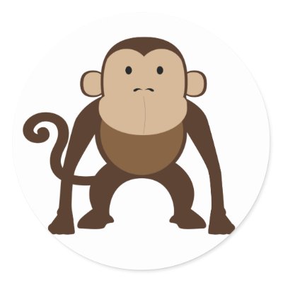 Monkey Round Stickers