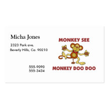 Monkey See Monkey Doo Doo Business Card Templates