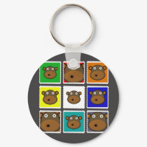 Monkey Stamp Grey keychains by NM_Designs Monkey Stamp Grey keychains