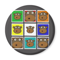 Monkey Stamp Grey magnets