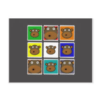 Monkey Stamp Grey postcards by NM_Designs Monkey Stamp Grey postcards