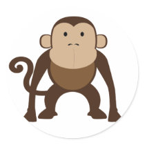 Monkey Round Stickers