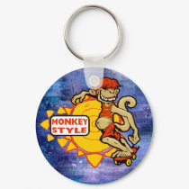 Monkey Styles Skateboarding Gear keychains by ZazzIt Monkey Styles Skateboarding Gear keychains