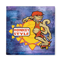 Monkey Styles Skateboarding Gear magnets by ZazzIt Monkey Styles Skateboarding Gear magnets