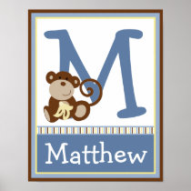 Monkey Time Letter & Name Wall Art Poster 11x14 posters