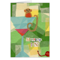Monkey-tini Birthday Greeting cards