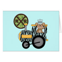 Monkey Train Engineer T-shirts and Gifts Greeting Card