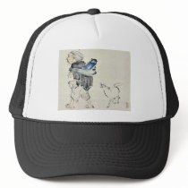 Monkey trainer and a dog by Shibata, Zeshin Ukiyo Hats