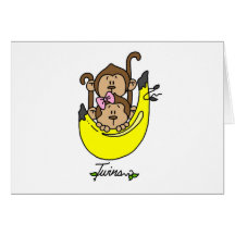 Monkey Twin Boy and Girl Tshirts and Gifts Cards