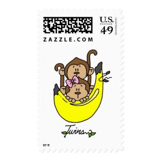Monkey Twin Boy and Girl Tshirts and Gifts Stamp