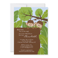 Monkey Twins Baby Shower Invitation Boy Girl invitation