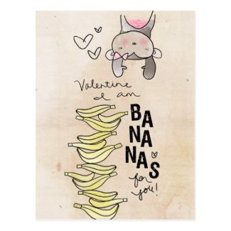 Monkey Valentine | I Am Bananas For You Postcards