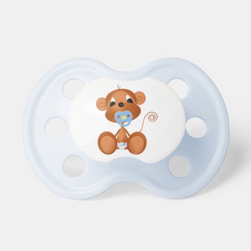 Monkey With Blue Pacifier Baby Pacifier Zazzle