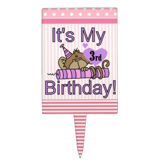 Monkey With Candle 3rd Birthday Cake Topper