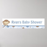 Monkey Zoo Baby Shower Banner-boy-blue Print