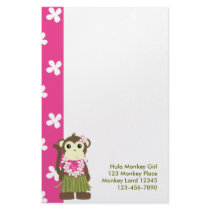 monkeyflowers2, girlmonkeytrop, Hula Monkey Gir... Stationery Design