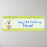Monkeying Around Monkey Custom Birthday Banner Poster
