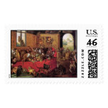 Monkey's Feast Vintage Animal Art Stamp