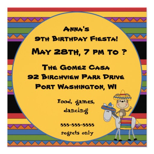 Monkeys Fiesta Customized  Birthday Invitations