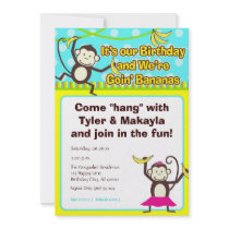 Monkeys Going Bananas Birthday Invitations