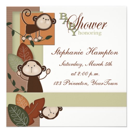 Monkeys & Leaves Baby Shower Invitation