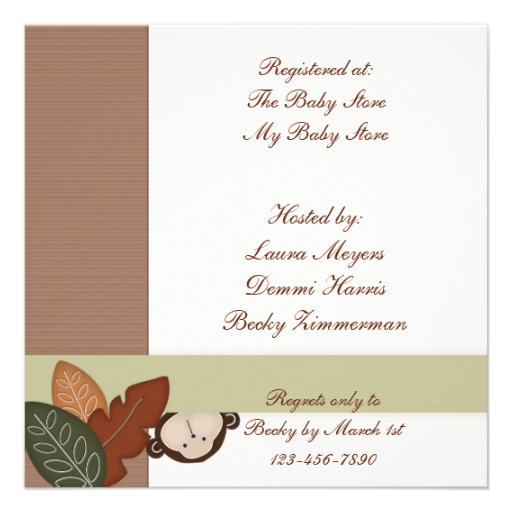 Monkeys & Leaves Baby Shower Invitation