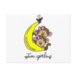 Monkeys Twin Girls T-shirts and Gifts postcards