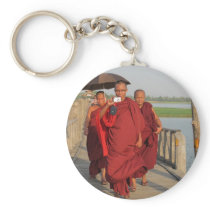 Monks on U-Bein Bridge, Mandalay Keychain