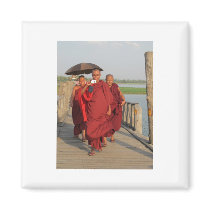 Monks on U-Bein Bridge, Mandalay Fridge Magnets