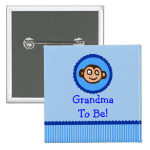 Mono azul "abuela a ser" botón de la fiesta de bie pins