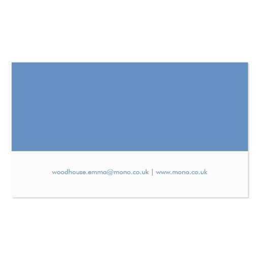 Mono Cornflower Blue & White Business Card (back side)